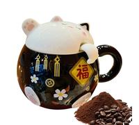 Tasses En Céramique,Ustensile de Thé avec Design de Chat - Mug Mignon pour Café,Idéal pour le Thé, le Cacao, le Latte, le Vin, le Jus, la Bière, le Lait, la Cuisine, le Café, le Restaurant, les