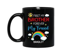 Tasses En Porcelaine D'Abord Mon Frère Pour Toujours Mes Amis Tasse À Café En Porcelaine Aquarelle Tasses De Petit Déjeuner Pour Amies Fête Des Pères 330Ml