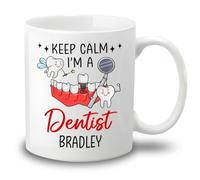 Tasses En Porcelaine Restez Calme, Je Suis Dentiste Tasse À Café En Porcelaine Avec Poignée Tasses De Petit Déjeuner Pour Maman Femme 330Ml