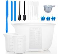Tasses en Silicone Pour Résine, Tasses à mesurer en silicone de 600 et 100 ml, agitateur, spatule en silicone, palette de mélange, gobelet doseur, pipette,gants en résine époxy,facile à nettoyer