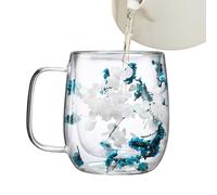 Tasses en verre à double paroi, tasse à thé à fleurs - Tasse élégante avec motif de fleurs séchées | Tasse à café sèche résistante à la chaleur de la tasse à fleurs d'art double paroi pour le thé, le