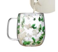 Tasses en verre à double paroi, tasse à thé aux fleurs,Tasse en verre à café avec fleurs séchées - Tasse à café avec tasse à fleurs séchées à double paroi résistante à la chaleur pour thé, café