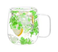 Tasses en verre à double paroi - Tasses en verre murales avec fleurs séchées | Tasses à thé isolées avec fleurs séchées | Tasse d'isolation thermique transparente | Tasses à thé isolées à double
