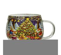 Tasses en verre de Noël - festifs pour boissons festives, verres peints transparents | 300 ml pour café saisonnier, latte, cacao, lait, vin, pour la maison et la cuisine