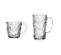 Tasses en verre élégantes 2pcs Set Beverage Cup Glass Drinkware Glacier Patterned Glass Cup with Handle Household Juice Mug Cocktail Cups Drinking Glasses Verres à boire en verre(300ml and 400ml)