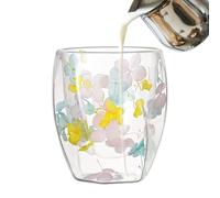 Tasses en verre élégantes à double couche - Gobelet isotherme pour boissons chaudes, tasses à café résistantes à la chaleur | Tasses à thé à double paroi avec motif floral à offrir, pour les invités |