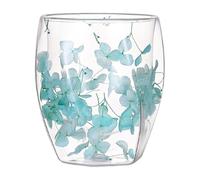 Tasses en verre isolant Double mur - tasses de café transparentes, tasse de thé à protection contre la chaleur avec design floral, verre thermique en | 350 ml moderne avec une structure à double