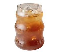 Tasses en verre nervuré - Verres transparents pour boissons rafraîchissantes | Construction épaisse en borosilicate avec poignée texturée - Ensemble de vintage ondulés de 530 ml pour jus