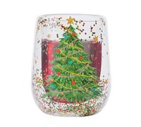 Tasses En Verre Pour Arbre De Noël - Verre À Double Paroi, Café De Vacances Transparent, Tasse À Thé | Cappuccino Isolé, Boissons Chaudes Ou Froides, Accessoire De Cuisine De Noël, Boisson Festive, Ta