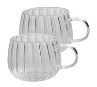 Tasses en Verre, Tasses de Citrouille 2pcs Tasses à café en Verre avec poignée Verticale Tasse de Citrouille Simple Tasse de Tasse de thé à thé pour Tasse de thé à thé de Lait de Lait de Lait