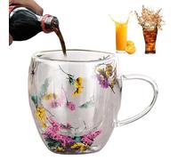 Tasses esthétiques à fleurs séchées - Tasse à latte à double paroi pour séchées, tasse créative en verre isotherme résistant à la chaleur pour adultes, âges, amis