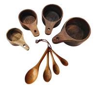 Tasses et cuillères à mesurer en bois, cuillères à mesurer en bois et tasses en avec trou de suspension pour la cuisson la cuisson la au thé en poudre