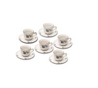 Tasses et soucoupes, porcelaine de Carlsbad Rose, roses bleues, 6pcs