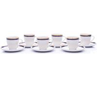 Tasses et soucoupes, porcelaine tchèque, Sylvie, cobalt, or, 150 ml, 6 pièces, Thun 1794