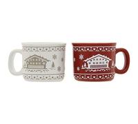 Tasses expresso CHALET ROUGE ET BLANC coffret de 4