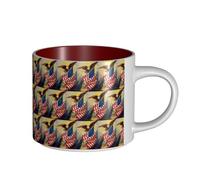 Tasses fonctionnelles en céramique de grande capacité avec motif aigle du drapeau américain américain pour la maison, le bureau, design élégant, poignée confortable