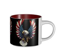 Tasses fonctionnelles en céramique de grande capacité avec motif drapeau d'aigle américain pour la maison, le bureau, design élégant, poignée confortable