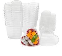 Tasses/Gobelets à Dessert avec Couvercle - 20 pièces 150ml Verrines Plastique Réutilisables en forme de cœur Coupe Apéritif Parfait Clair Bol De Service pour mousse, pudding, mariages, anniversaires