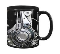 Tasses moteur - Tasse à outils mécaniques noire | Grandes tasses à thé | Tasse en céramique pour mécanicien | Tasse amusante pour whisky, jus, vin, bière, soupe, hommes, garçons, adultes et enfants