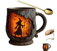 Tasses originales 33 ml - Tasses à café amusantes avec motif de feu, texture 3D en écorce d'arbre et poignée ergonomique pour amis, collègues, enseignants, Noël et adultes