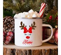 Tasses personnalisées en émail de cerf/Nom personnalisé tasse de chocolat au chocolat chaud de Noël boire du lait tasses de poignée de frère et sœur cadeaux de Noël pour les enfants tasse ta
