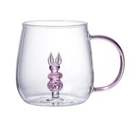Tasses pour animaux - Tasses pour animaux en verre borosilicate transparent de 380 ml, jolies tasses de voyage | vie quotidienne, tasses de dessin animé portables pour Li, Rabbit, riferimento