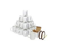 Tasses pour Sublimation 11oz 72 Blancs avec Grande Anse, Boîtes Cadeau & 2 Rouleaux de Ruban Thermorésistant