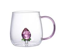 Tasses roses en verre - Tasse à café pour femme, récipient à boire multifonction | Tasse transparente en forme de cactus | Tasse à café à thé mignonne en verre borosilicate avec poignée en forme de 3D
