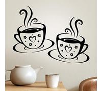 Tasses stickers muraux art cuisine vinyle café décal décor tasse carreaux noirs transferts autocollants deco citation décoration thé café maison love room miroir salon armoires cuisines