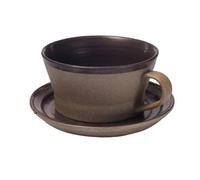 Tasses, tasses et soucoupes de style japonais en grès, tasses à café rétro faites à la main, 350 ml de lait de petit-déjeuner de grande capacité (Color6)