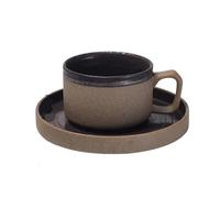 Tasses, tasses et soucoupes de style japonais en grès, tasses à café rétro faites à la main, 350 ml de lait de petit-déjeuner de grande capacité (Color2)