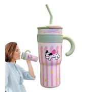 Tasses tumbler, tasses avec couvercle et paille, verre isolé pour café de voyage de grande capacité Cartoon - Tasse à boissons en acier inoxydable 700 ml/1200 ml, bouteille