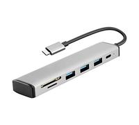 Tassety Hub USB C 6 en 1 Type-C vers USB3.0X3+PDx1+SD/TFx1 Station d'accueil pour lecteur de cartes avec port d'alimentation pour disque dur de type C