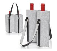 Tassety Lot de 2 sacs de transport de vin (4 bouteilles) - Sac de rangement isotherme rembourré pour 4 bouteilles de vin - Sac fourre-tout portable étanche, gris