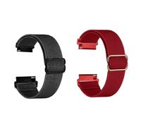 TASSFROO 2 Stück Elastische Nylon Armband 20mm, verstellbar, austauschbare Sportarmbänder, weich und atmungsaktiv Schwarz und Rot