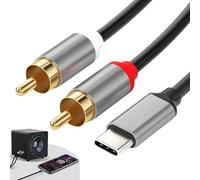 TASSFROO Câble 2RCA USB C Audio Stéréo Adaptateur, 1M Cable Rca Jack Câble Répartiteur Type-C vers 2 RCA Mâle Phono Mâle Vers Jack Stéréo pour Téléphone Ordinateur Portable Tablette Cinéma Maison DVD
