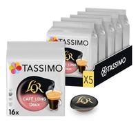 Tassimo, 80 Dosettes Café Long L'OR, Subtil et Doux | Compatibles avec les machines TASSIMO, 80 cafés, 5 packs de 16 dosettes