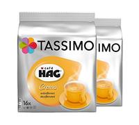 Tassimo Café HAG Crema Décaféiné, Rainforest Alliance Vérifié, Lot de 2, 2 x 16 T-Discs