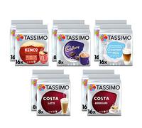 Tassimo Coffee Selection - Tassimo Americano/Costa Americano/Costa Latte/Cadbury - Lot de 10 boîtes (96 portions)