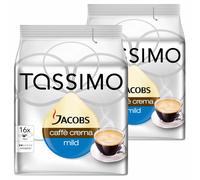 Tassimo Jacobs Caffè Crema Doux & Velouté, Lot de 2, 2 x 16 T-Discs