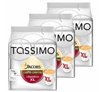 Tassimo Jacobs Caffè Crema XL, Rainforest Alliance, Lot de 3, 3 x 16 T-Discs