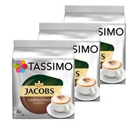 Tassimo Jacobs Cappuccino, Rainforest Alliance Vérifié, Lot de 3, 3 x 16 T-Discs (8 Portions)