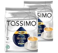 Tassimo Jacobs Krönung Médaille d’Or, Rainforest Alliance Vérifié, Lot de 2, 2 x 16 T-Discs