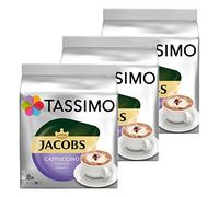 Tassimo Jacobs Lot de 24 capsules de café, parfums : cappuccino choco, café, café au lait, cacao, goût chocolat