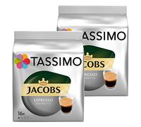 Tassimo T-Discs Jacobs Espresso Ristretto, Rainforest Alliance Vérifié, Lot de 2, 2 x 16 T-Discs