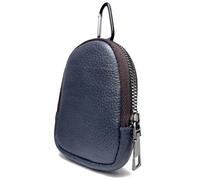 Tassini Mini sac à dos en cuir véritable de qualité supérieure, porte-monnaie, étui de transport compact pour AirPods, Sony LinkBuds, Galaxy Buds, clés, cartes d'accès et anneau porte-clés (Marine)