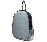 Tassini Mini sac à dos en cuir véritable de qualité supérieure, porte-monnaie, étui de transport compact pour AirPods, Sony LinkBuds, Galaxy Buds, clés, cartes d'accès et anneau porte-clés (bleu