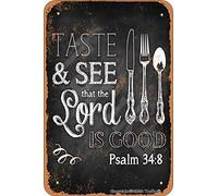 Taste & See That The Lord is Good Vintage Look Metal 20 x 30 cm Décoration Art Sign pour la maison Décoration murale amusante
