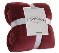 TASTHROW Bourgogne Plaid Couverture Polaire Flanelle 150x200 cm, Grand Jeté de Canapé en Flanelle, Confortable Couverture Canapé Plaid Chaud et Doux