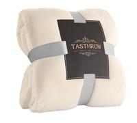 TASTHROW Couverture Polaire Flanelle Moelleuse et Épaisse - Jeté de Canapé Chaud et Doux en Peluche - Plaid (Blanc Crème, 130x180cm)